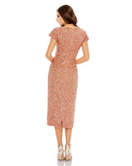 Short Midi Cocktail Sequin Dress By Mac Duggal 10766