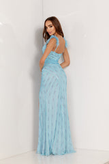Aleta 1109 Prom Feather Formal Long Beaded Dress