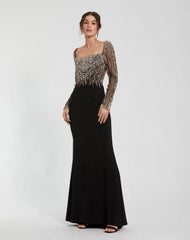 Long Sleeve Beaded Dress Formal Prom Mac Duggal 2256