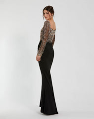Long Sleeve Beaded Dress Formal Prom Mac Duggal 2256