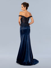 Stella Couture 24303 Long Formal Floral Beaded Prom Dress