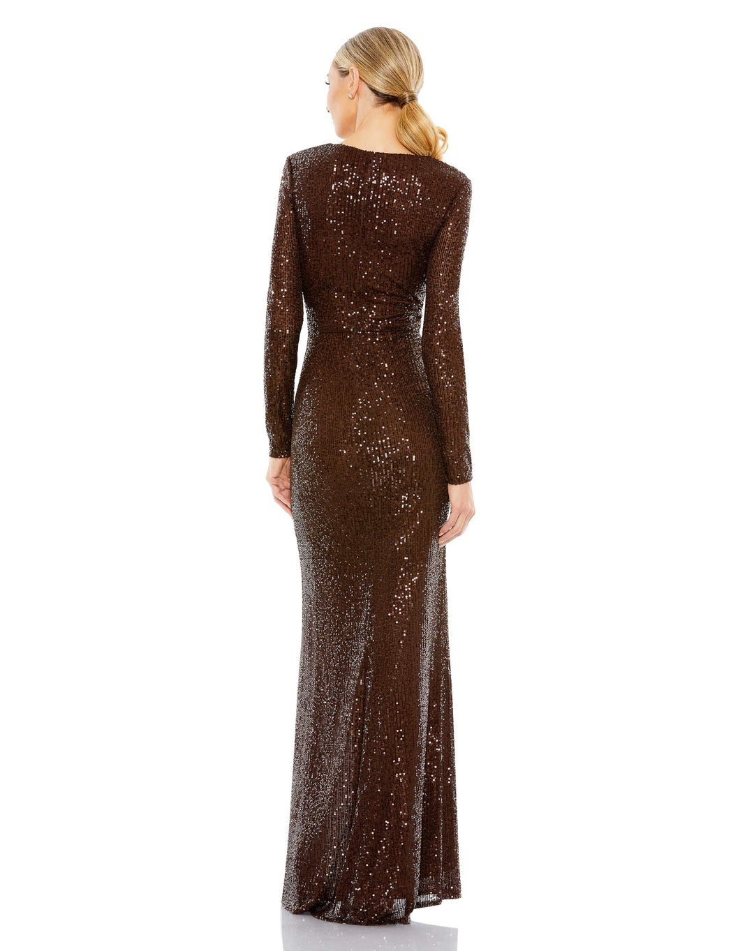 Long Sleeve Formal Sequin Dress Sequin Detail Mac Duggal 26723