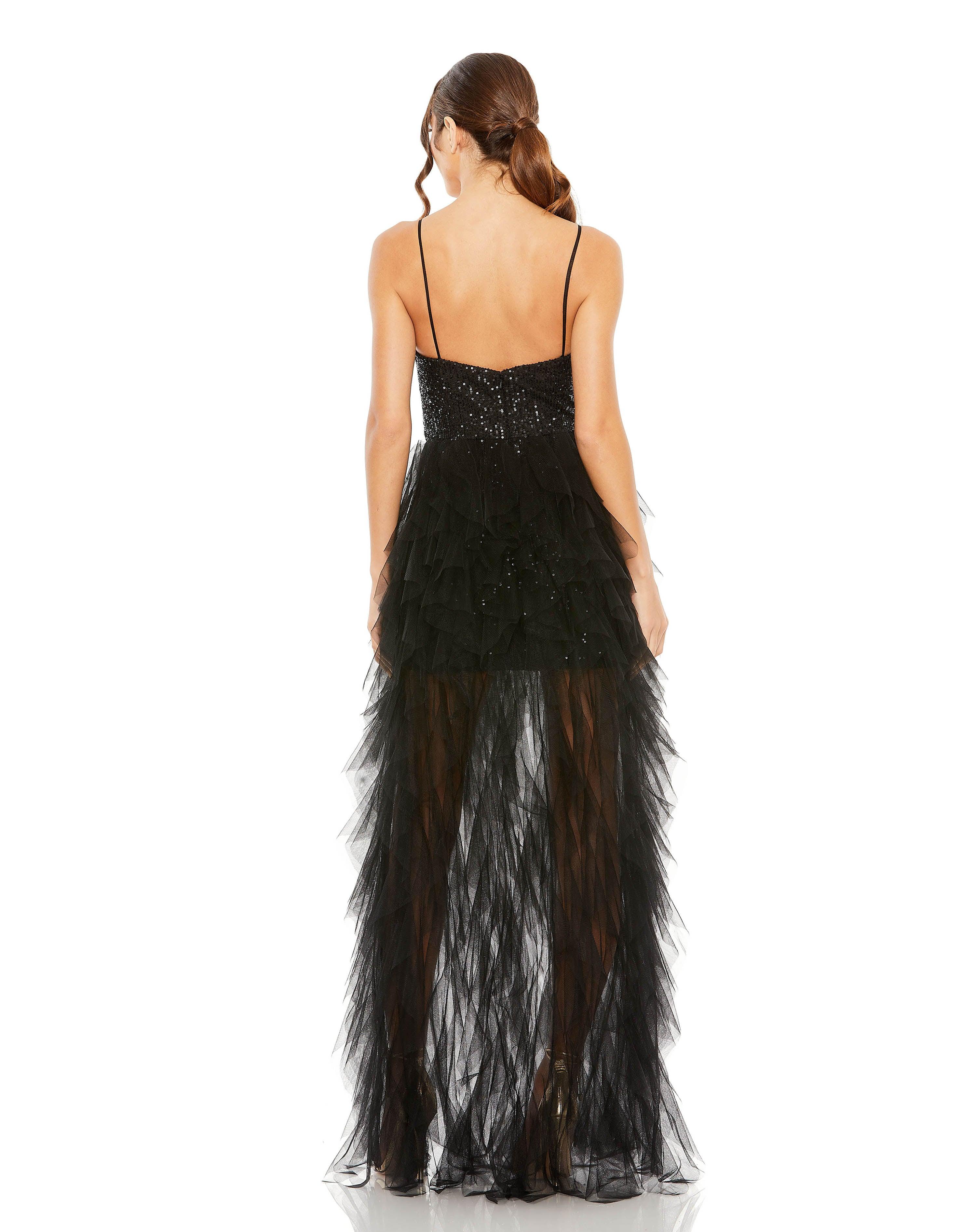 High Low Spaghetti Strap Prom Gown High Low Hem & Spaghetti Strap Mac Duggal 27119