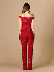 Lara Dresses 29323 Off Shoulder Beaded Jumpsuit
