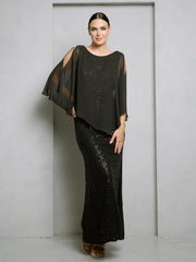 Eva Fashion 3496 Formal Long Mother of the Bride Cape Dress