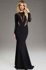 Jovani 37671 Long Sleeve Formal Mermaid Evening Dress