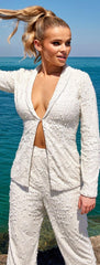 Primavera Couture 4063 Long Sleeve Sparkling Pant Suit