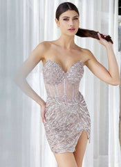 Primavera Couture 4241 Short Homecoming Sequin Corset Dress