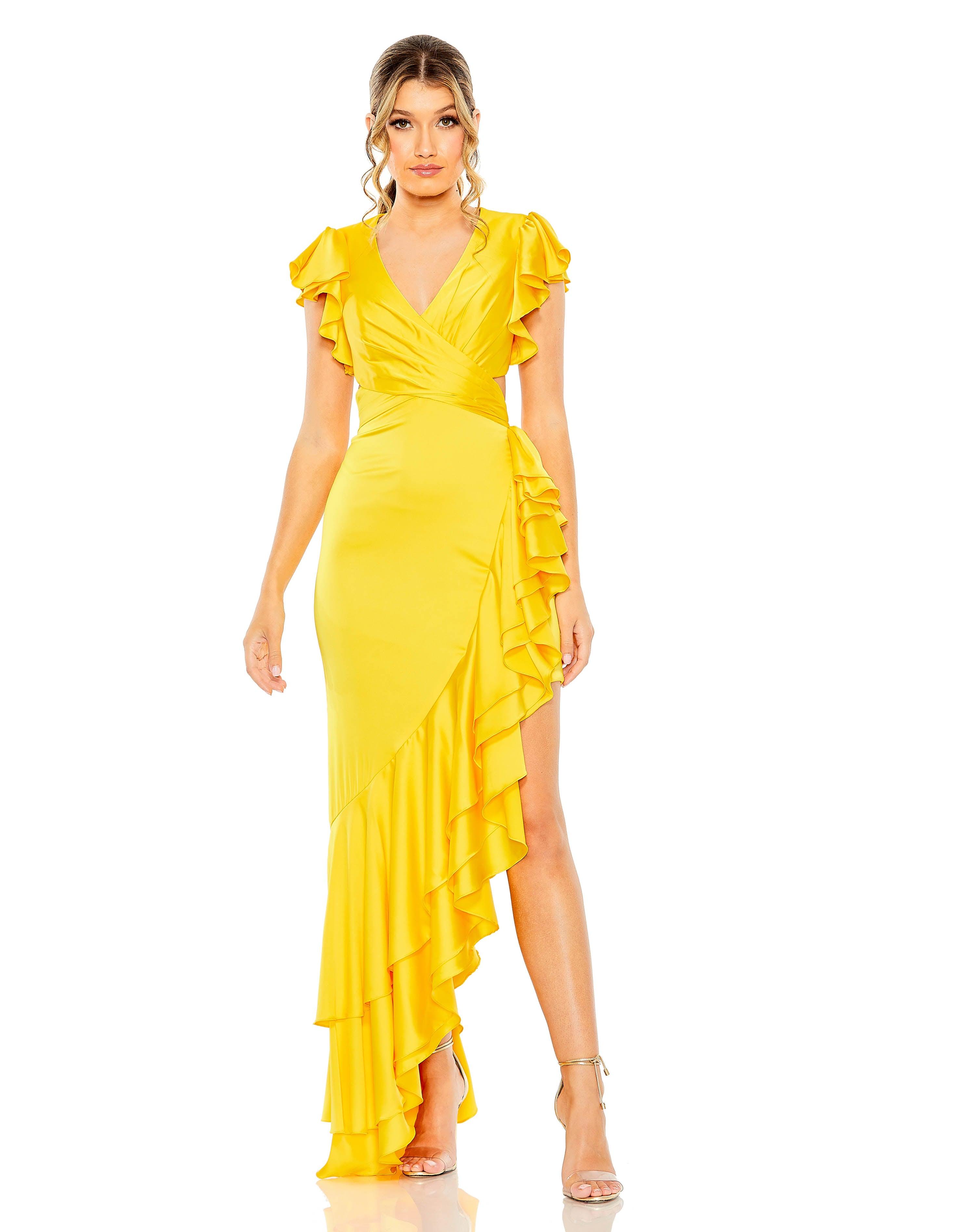 Cap Sleeve High Low Dress Cap Sleeves Mac Duggal 49529