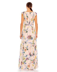 Long Cap Sleeve Floral Print Formal Dress Cap Sleeves & Floral Print Mac Duggal 55829