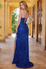 Scala 61309 Fitted Prom Formal Sequin Long Dress