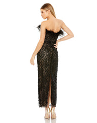 Beaded Strapless Tea Length Dress Beaded Detail & Strapless Mac Duggal 68140