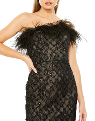 Beaded Strapless Tea Length Dress Beaded Detail & Strapless Mac Duggal 68140
