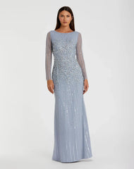 Sequin Long Sleeve A Line Dress Sequin A Line Long Sleeve Mac Duggal 9226