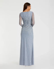 Sequin Long Sleeve A Line Dress Sequin A Line Long Sleeve Mac Duggal 9226