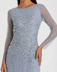 Sequin Long Sleeve A Line Dress Sequin A Line Long Sleeve Mac Duggal 9226