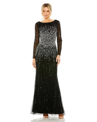 Sequin Long Sleeve A Line Dress Sequin A Line Long Sleeve Mac Duggal 9226