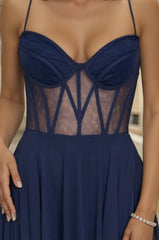 Long Chiffon Sweetheart Neckline Corset Formal Prom Dress