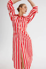 FINN SHIRT DRESS - RUBY/ANTIQUE