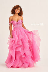 Ellie Wilde EW35084 Glitter Long Ball Gown Prom Dress