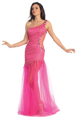 Prom Long One Shoulder Side Out Formal Dress