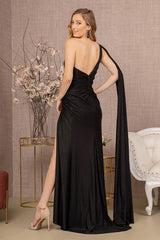 Long One Shoulder Glitter Prom Gown