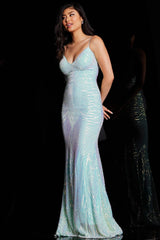 Jovani 26132 Long Fitted Formal Sequined Prom Dress