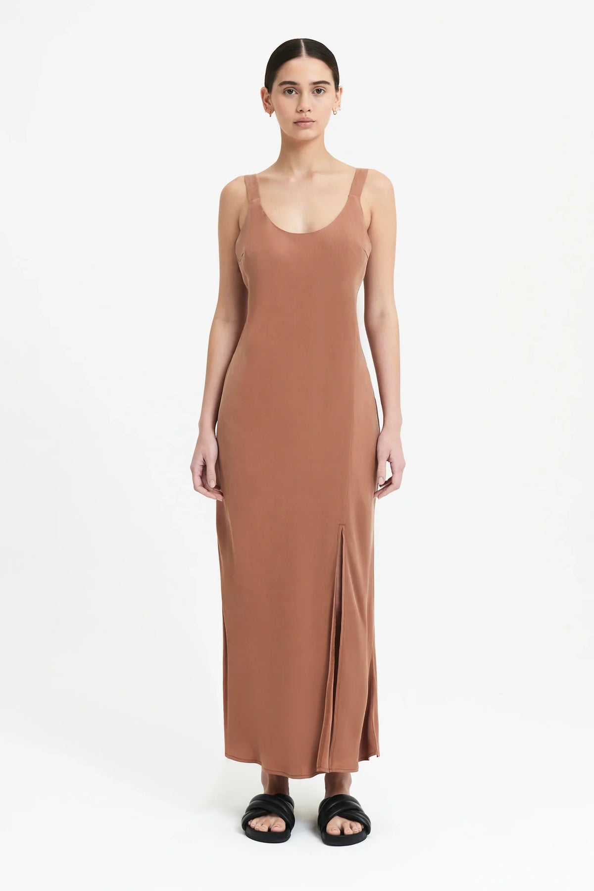Harlow Cupro Slip Dress- Terracotta
