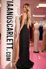 Portia and Scarlett PS24872C Long Sequins Formal Prom Dress
