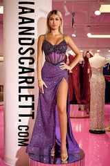 Portia and Scarlett PS24872C Long Sequins Formal Prom Dress