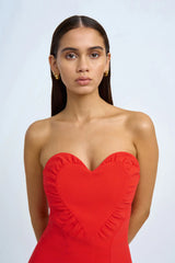 SERAPHINA STRUCTURED MINI DRESS - SCARLET RED