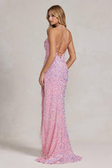 Nox Anabel T1209 Long Formal Fringe Slit Prom Gown