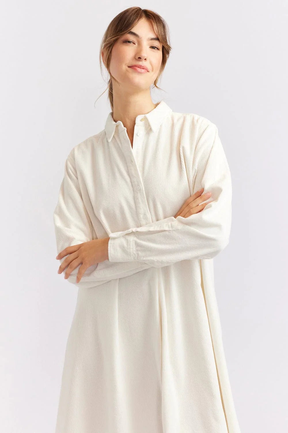 OVERSHIRT CORDUROY DRESS IN NAVY