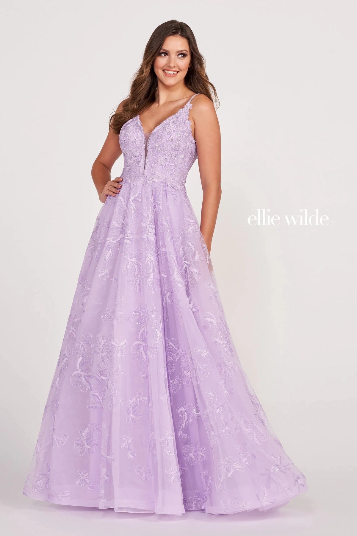 Ellie Wilde EW34051 Long Pocket Ball Gown Sequin Prom Dress