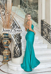 Jessica Angel Spaghetti Strap Long Formal Gown 813