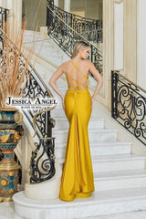 Jessica Angel Spaghetti Strap Long Formal Gown 813