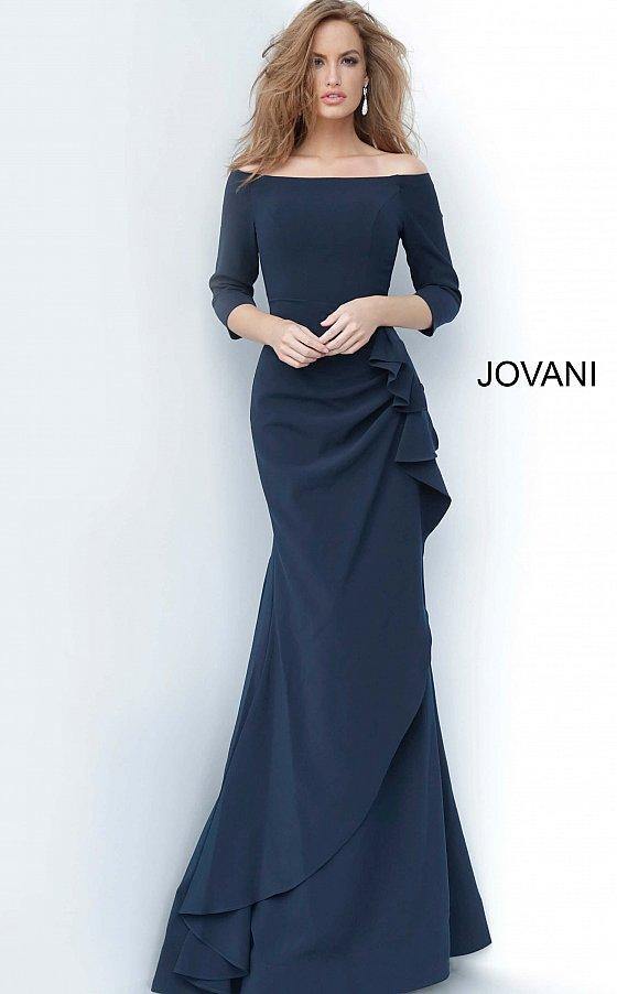 Off Shoulder Ruched Long Gown by Jovani 00446