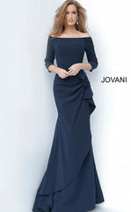 Off Shoulder Ruched Long Gown by Jovani 00446