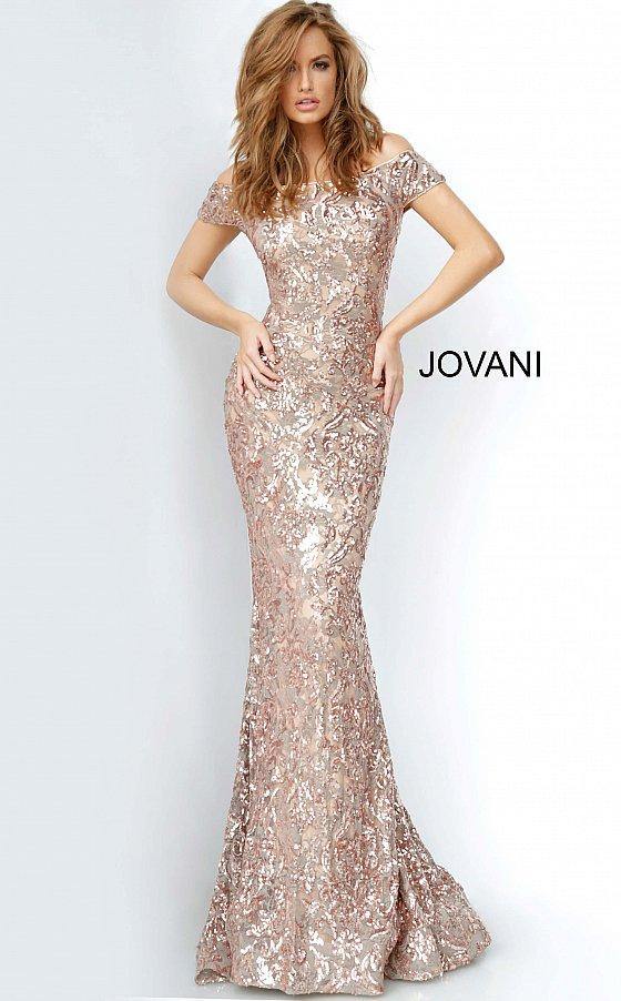 Jovani 1122 Long Off Shoulder Sequin Gown