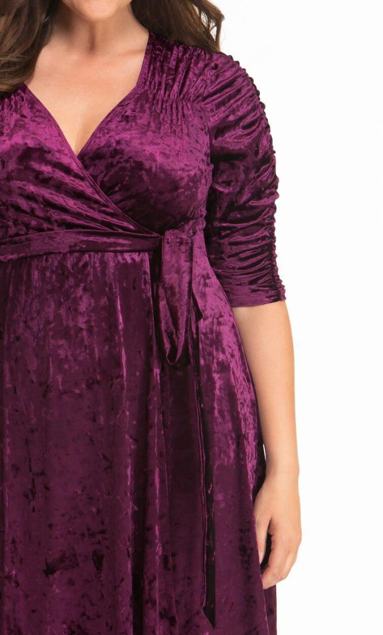 Kiyona Long Formal Plus Size Velvet Wrap Dress