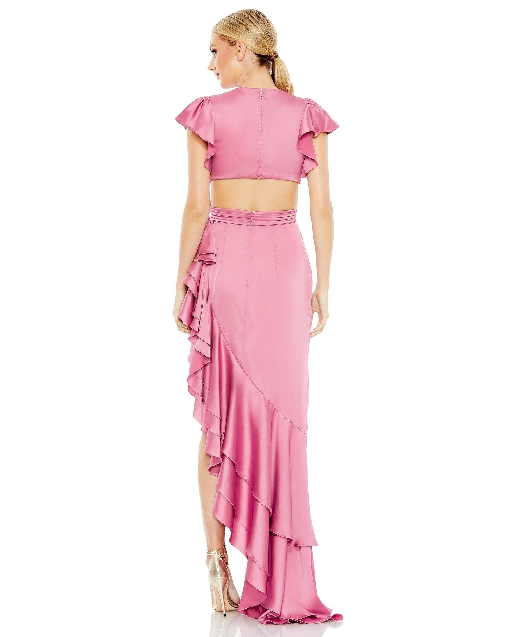 Cap Sleeve High Low Dress Cap Sleeves Mac Duggal 49529