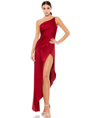 High Low One Shoulder Formal Dress High Low Detail Mac Duggal 70177