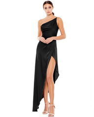 High Low One Shoulder Formal Dress High Low Detail Mac Duggal 70177