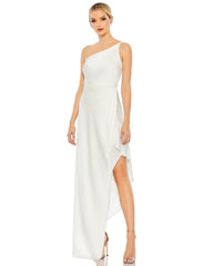 High Low One Shoulder Formal Dress High Low Detail Mac Duggal 70177