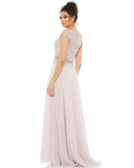 Long Cap Sleeve Chiffon Formal Gown Cap Sleeves Mac Duggal 79365