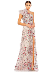 Long One Shoulder Floral Dress One Shoulder Detail Mac Duggal 20331