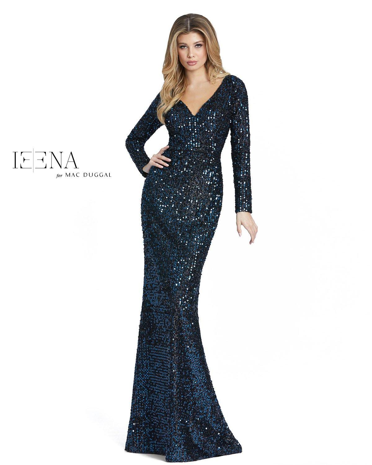 Long Sleeve Sequins Formal Dress Sequins Detail Mac Duggal 26445