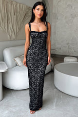 Navala Lace Maxi Dress - Black