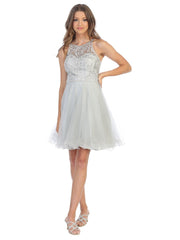 Sleeveless Short Halter Graduation Dress