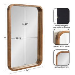Hutton Wood Framed Radius Rectangle Mirror